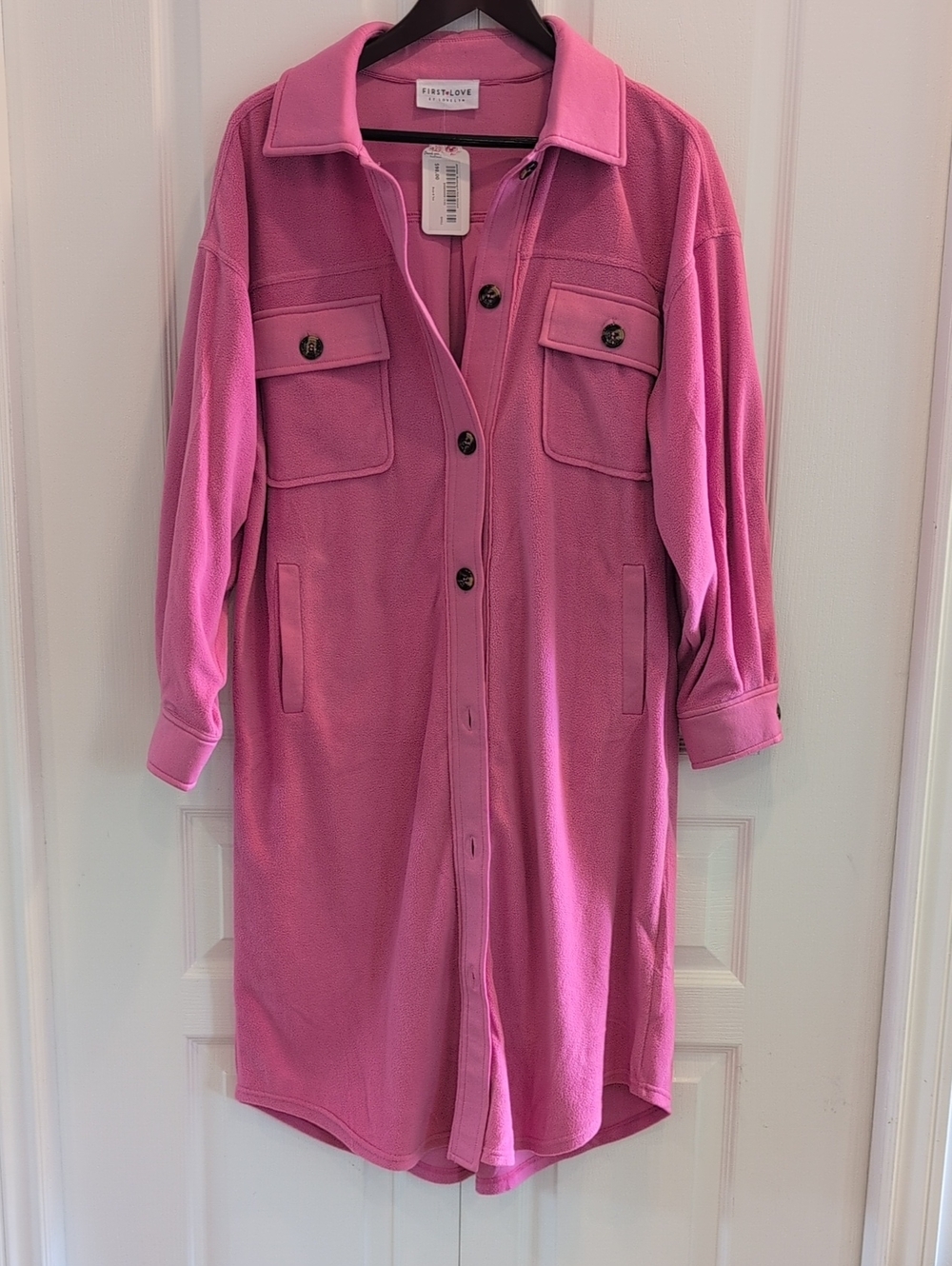 Long Length Pink Fleece Shacket